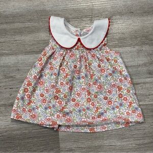 Stitchy fish Floral Kids Casual Dress with White Collar Sz 12 months summer